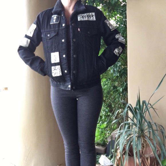 levi's patchwork black trucker jacket